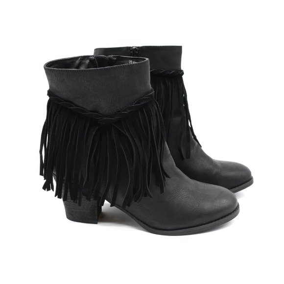 Sbicca Black Fringe Bootie 11 - Picture 2 of 6